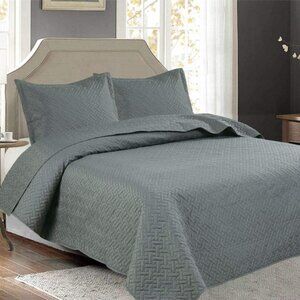 Reversible quilted bedspread with square stitching for all seasons QUEEN SIZE